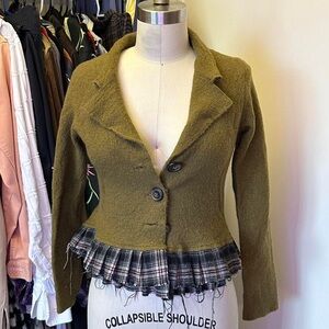 NWT Anthropology Rosie Neira English riding jacket w/tartan trim